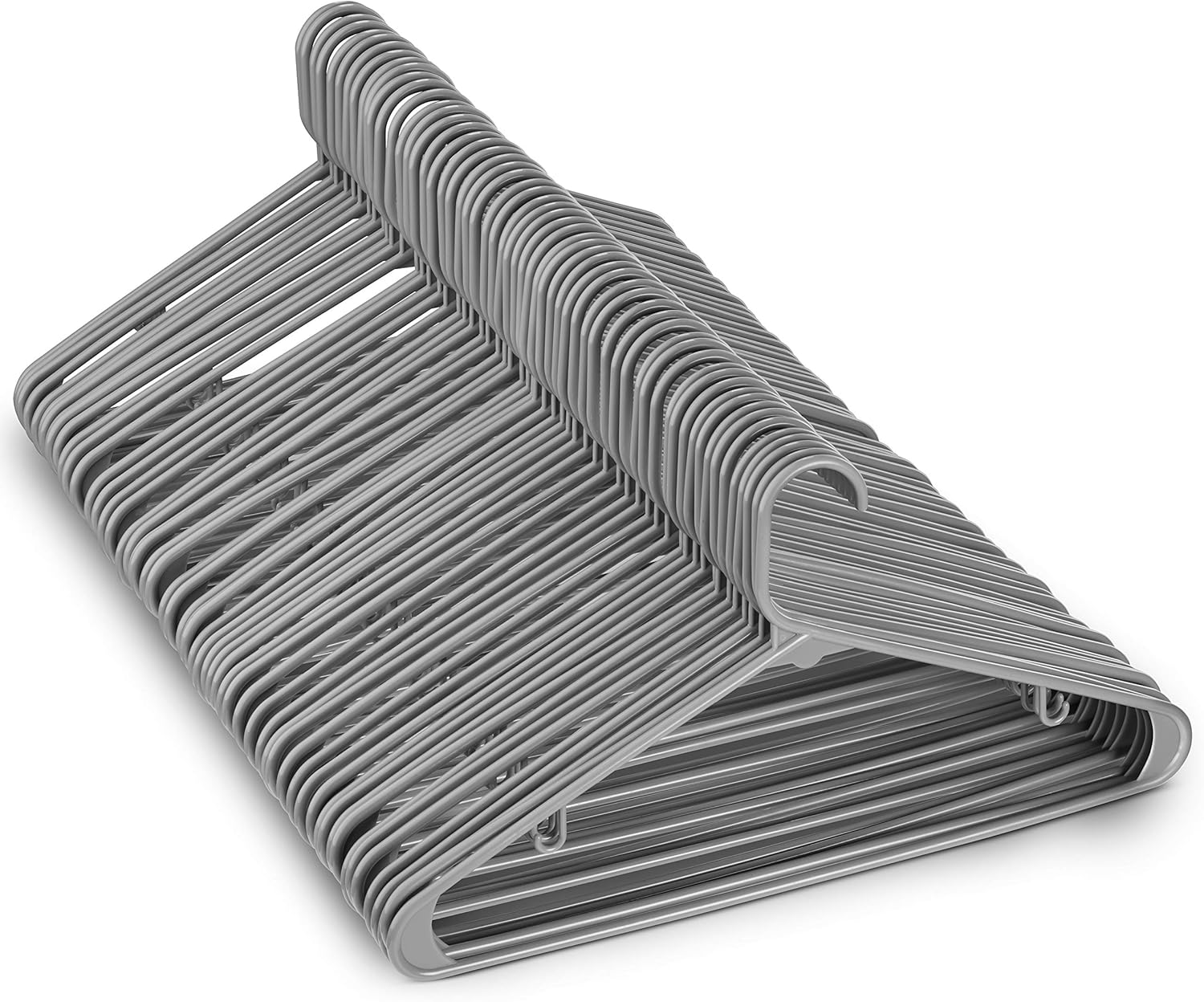 Standard Grey Plastic Hangers (60 Pack) Durable Tubular Shirt Hanger