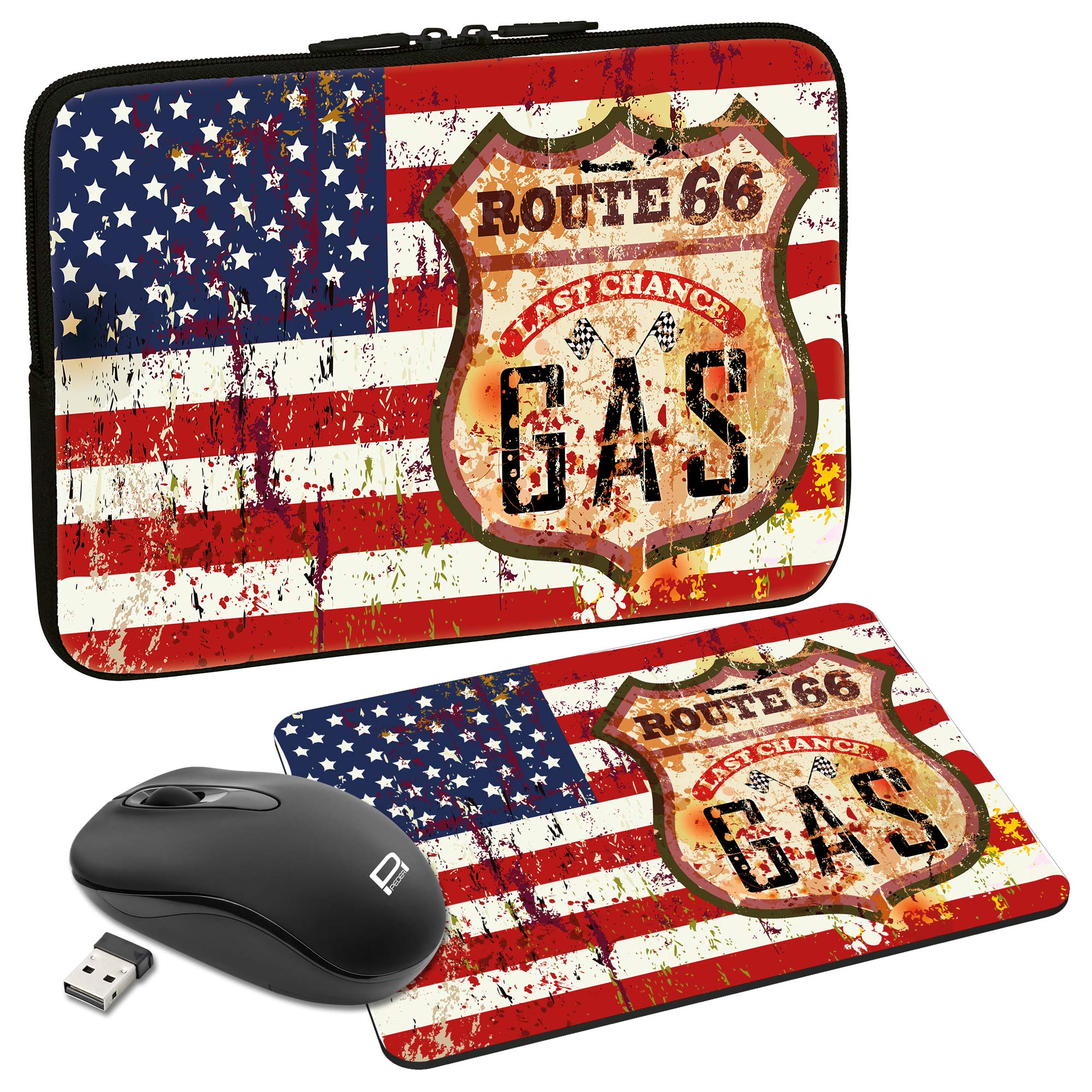 PEDEA Protective Case Laptop Bag for Laptops up to 17.3) Stars and stripes 17,3 Zoll + Maus und Mauspad — image 1