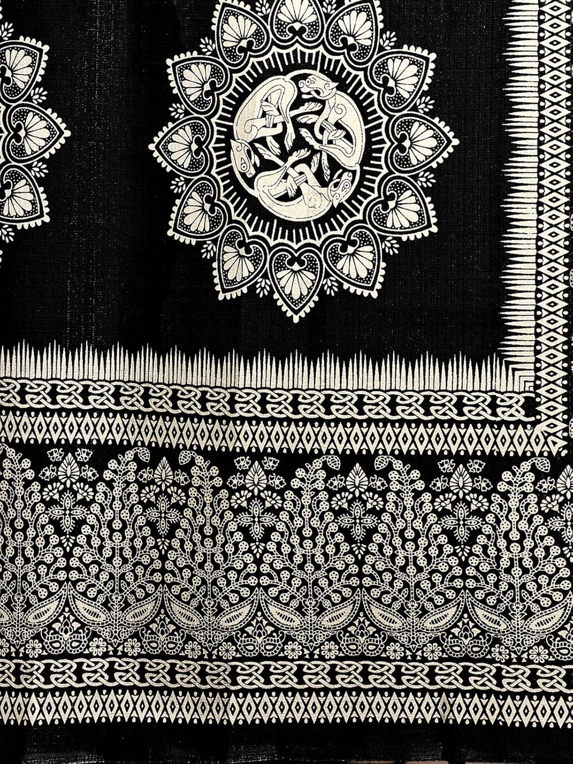 kanchnar women's black and white bhagalpuri printed dupatta