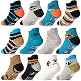 Tphon Toddler Baby Non Slip Ankle Socks with Grippers Kids Boys Girls Socks 12 Pairs for 0-7 Years Infant Children