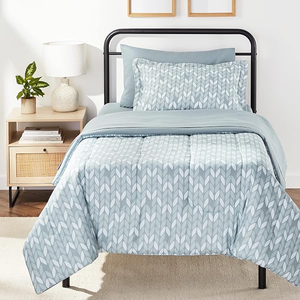 AMAZON BASICS TWIN/TWIN XL COMFORTER BEDDING SET WITH...