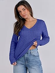 ANRABESS Womens Long Sleeve Cable Knit Sweater 2025