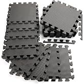 WAWINY 20 Sq Ft Gym Floor Mats, 0.5" Thick Interlocking Foam Tiles | Non-slip,High-density EVA interlocking mats for Home Exercise &amp; Kids,Water-resistant,Easy to Clean,Anti-Fatigue