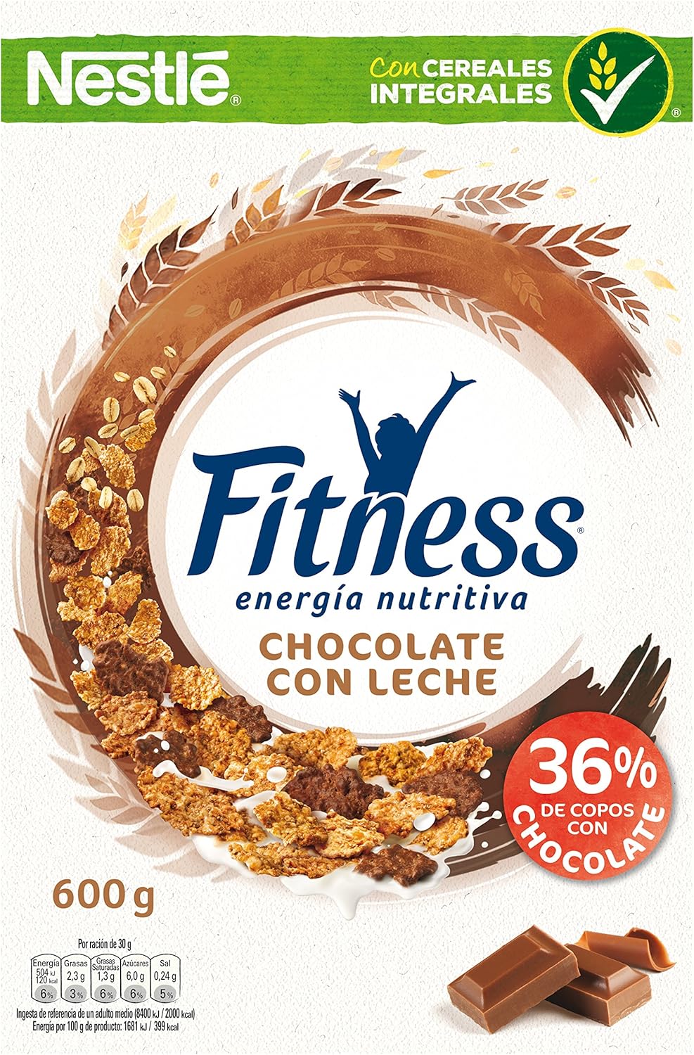 Cereales NESTLÉ Fitness con chocolate con leche - Copos de trigo ...