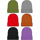 Cooraby 6 Pack Kids Winter Beanies Acrylic Knit Stretchy Beanies Caps for Boys and Girls