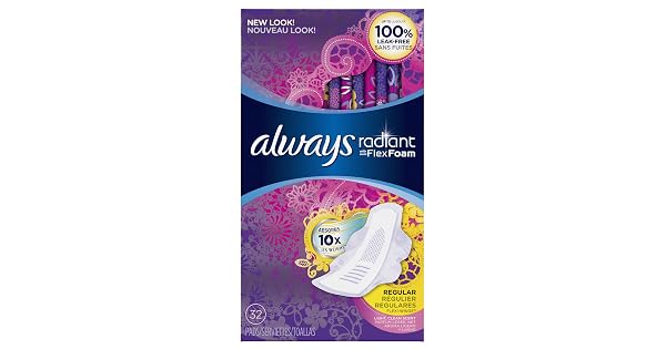 Always Radiant Infinity Regular With Wings Scented Pads 32 Count (689978684322)