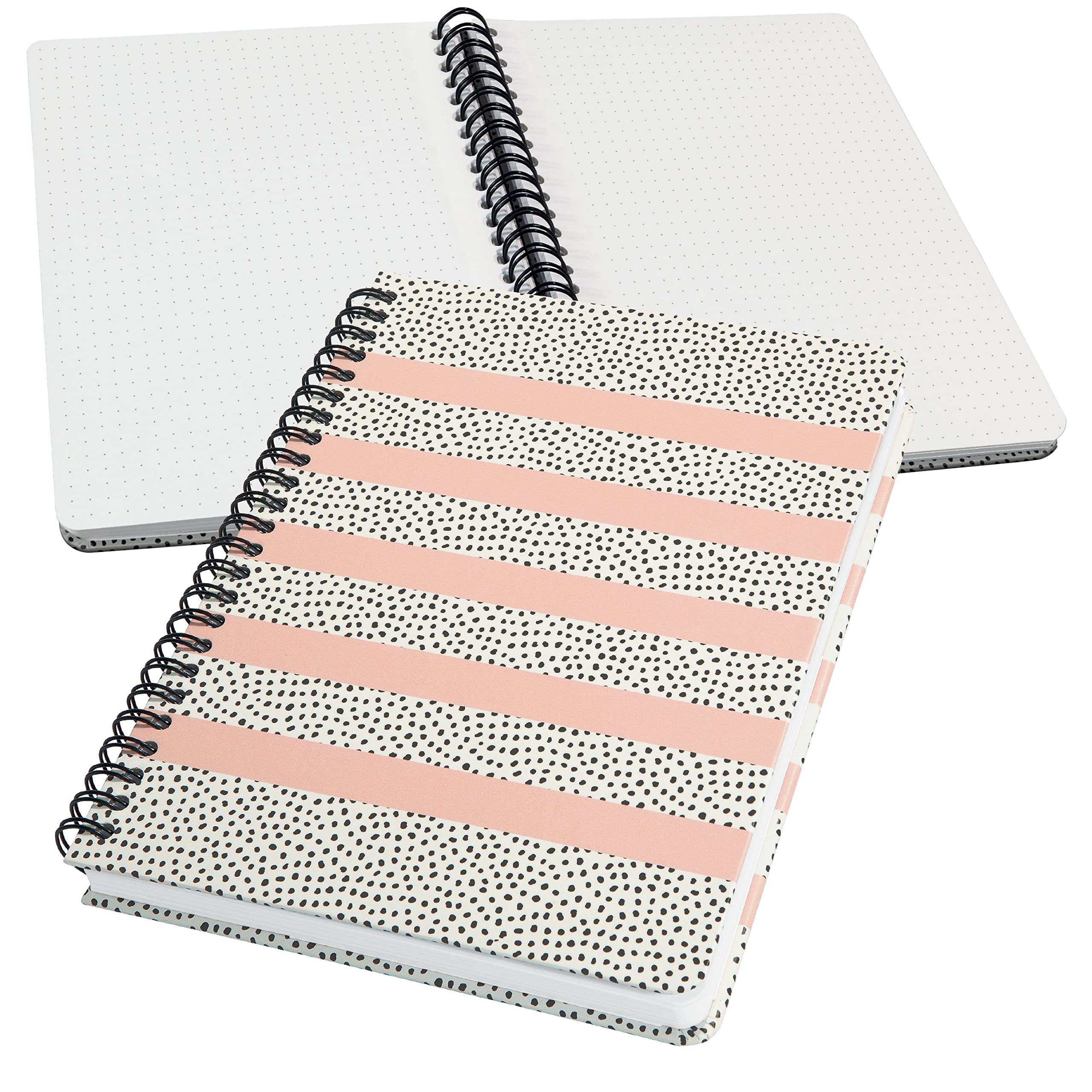 SIGEL JN600 Spiral notebook basic, A5, dotted, hard cover, polka dot pattern, Pink/Black/White - Jolie