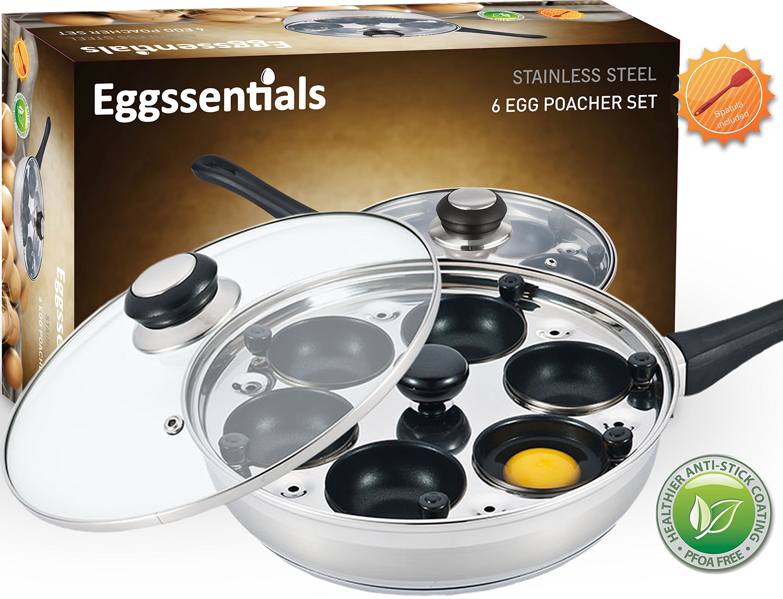 Eggssentials Poached Egg Maker Nonstick 6 Egg Poaching Cups