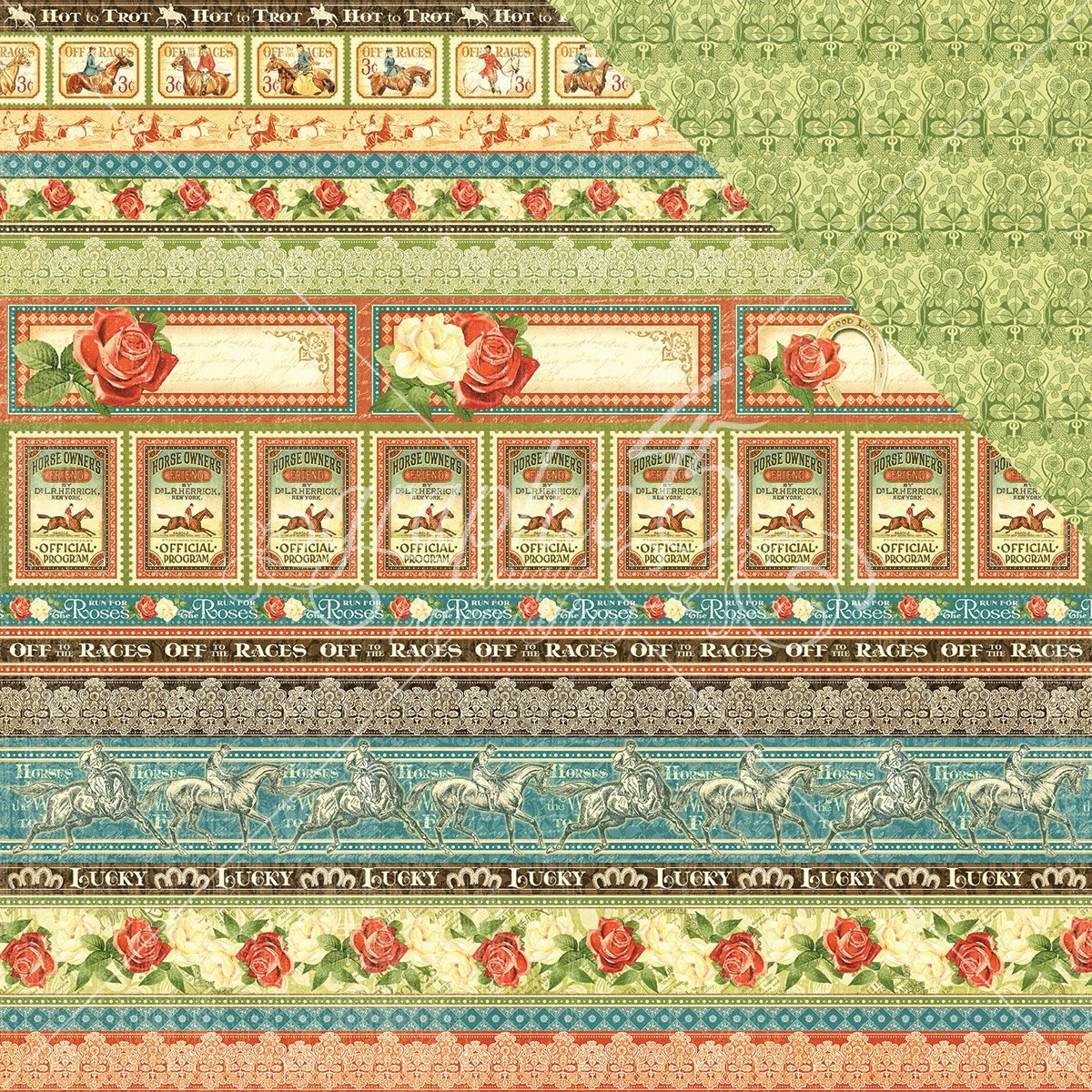 Graphic 45 Equestrian Style 12 x 12-Inch Paper (25 Sheet Pack), 12-x-12-Inch