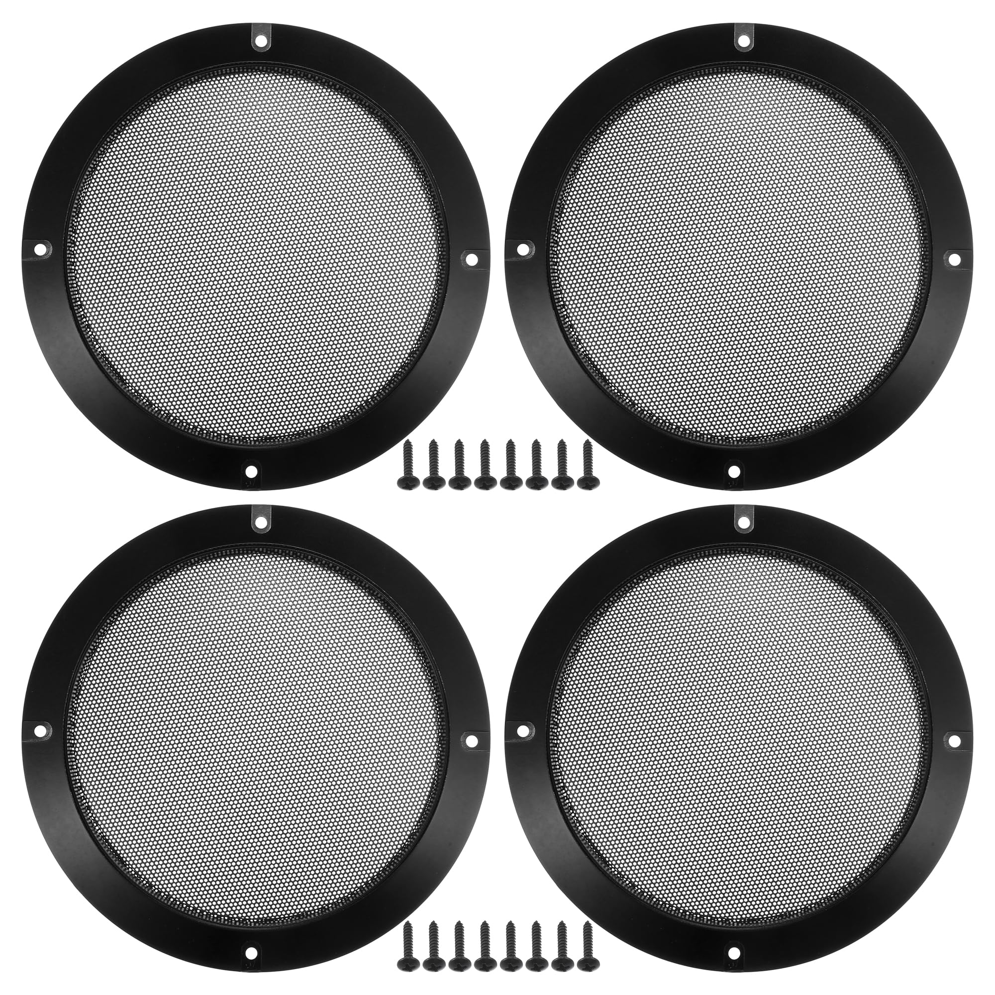 X AUTOHAUX 6.5" Car Speaker Grills Cover Mesh with Screws Gloss Black - 4 Pcs