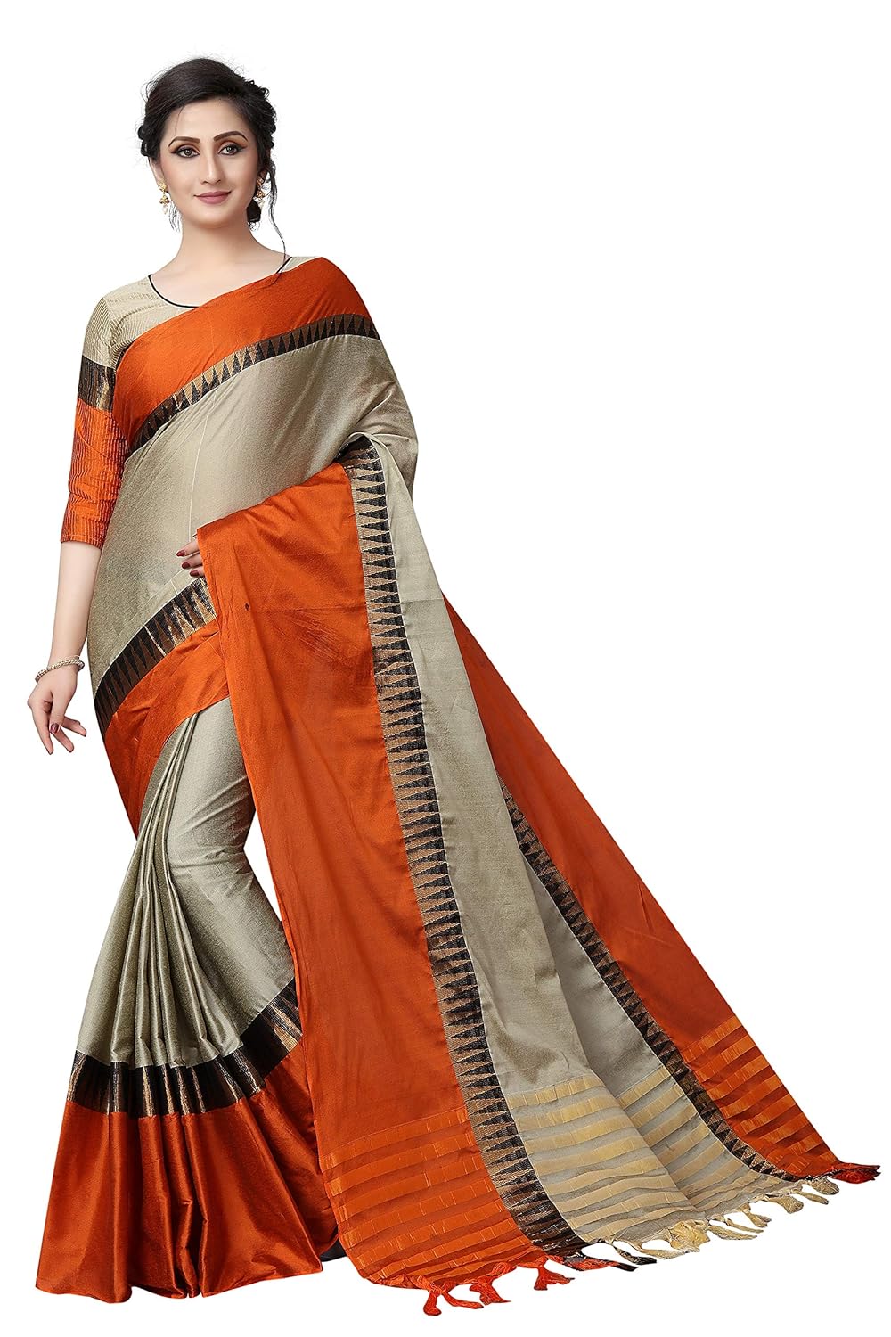 perfectblue cotton silk saree with blouse piece