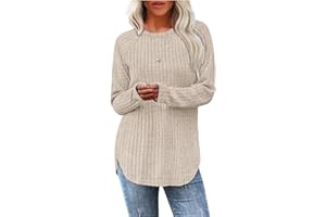 Jescakoo Chemises à manches longues pour femmes, vêtements d'automne 2025, tunique, coupe ample, léger, ourlet incurvé, taill