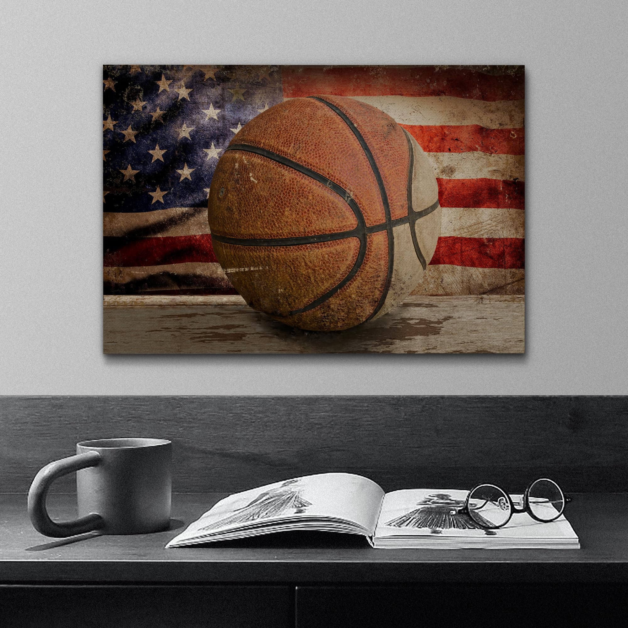 wall26 Canvas Print Wall Art Retro Basketball Close