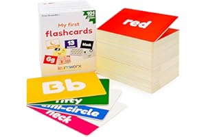 LEARNWORX Baby Learning Flash Cards For Toddlers 1-3 | Kids Letter Number Alphabet Animal Color Words Flashcards | Large Cards Ideal For Preschool Kindergarden Pre K Educational | Flashcards 12 Months - 5 Years