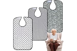 Pedobi Adult Bibs - 3 Pcs Washable Clothing Protector with Crumb Catcher, Reusable Waterproof Large Feeding Adult Bibs