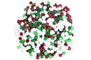 Galashield Flat Glass Marbles for Vases Christmas Mix Glass Gems Beads Pebbles Vase Filler (5 LBS, Approx. 540 PCS)
