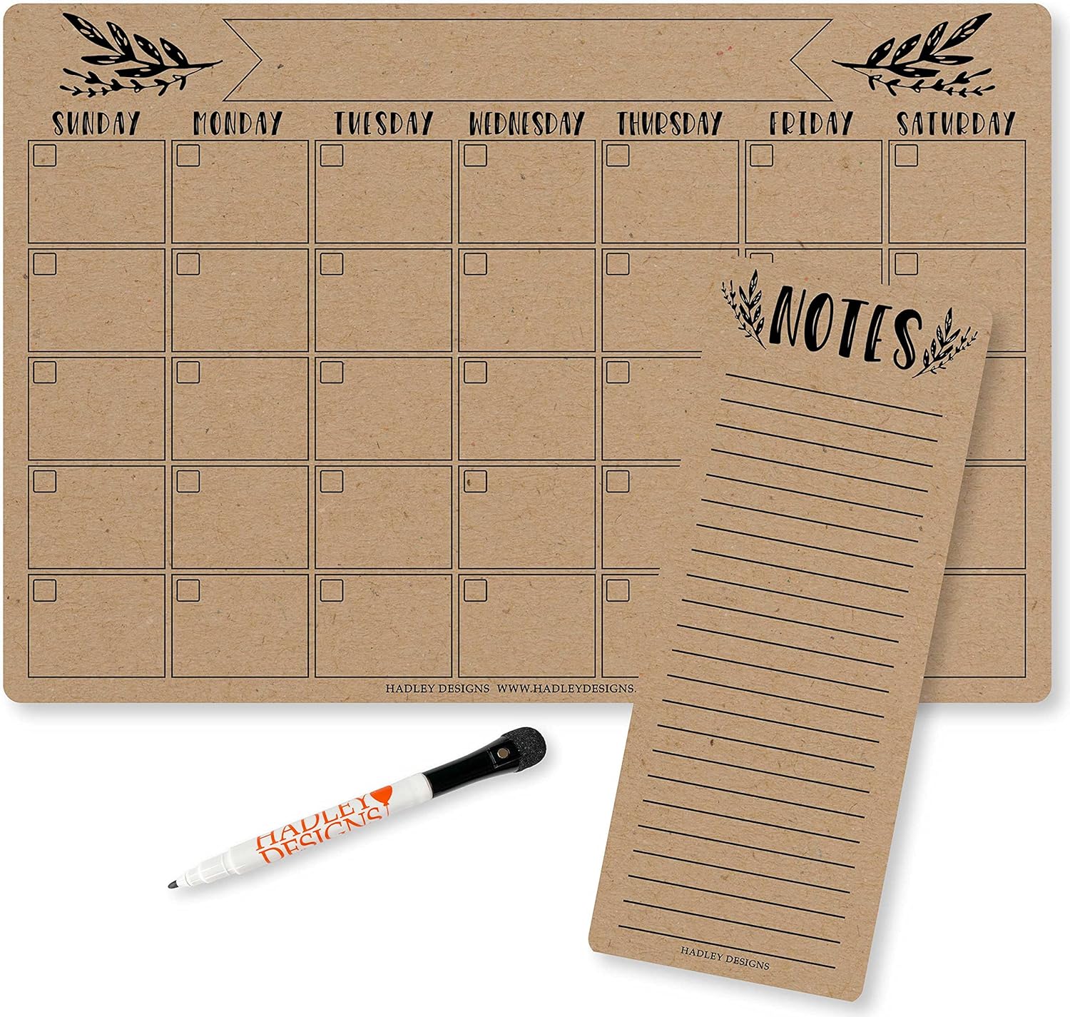 Magnetic Fridge Calendar Dry Erase Magnetic Calendar for Refrigerator - Rustic Magnetic Dry Erase Calendar for Fridge, White Board Calendar for Wall, Dry Erase Board Calendar, Magnetic Notepad : Office Products