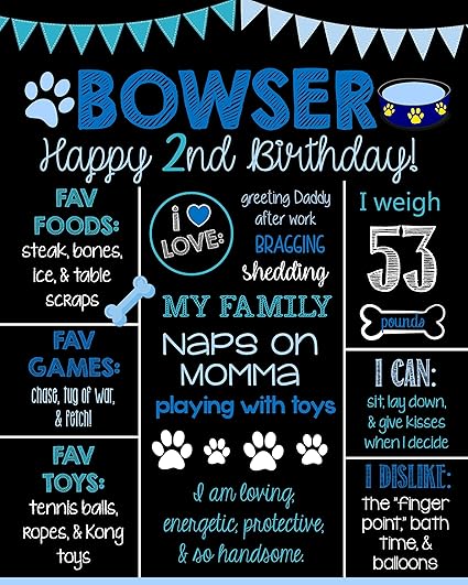 Amazon Com Dozili Personalized Dog Birthday Chalkboard Style
