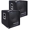 Sound Town Pair of 15" 1800W Powered Subwoofers with Class-D Amplifiers, 4" Voice Coils, High-Pass Filters (METIS-15PWG-PAIR)