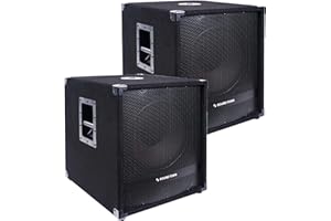 Sound Town Pair of 15" 1800W Powered Subwoofers with Class-D Amplifiers, 4" Voice Coils, High-Pass Filters (METIS-15PWG-PAIR)
