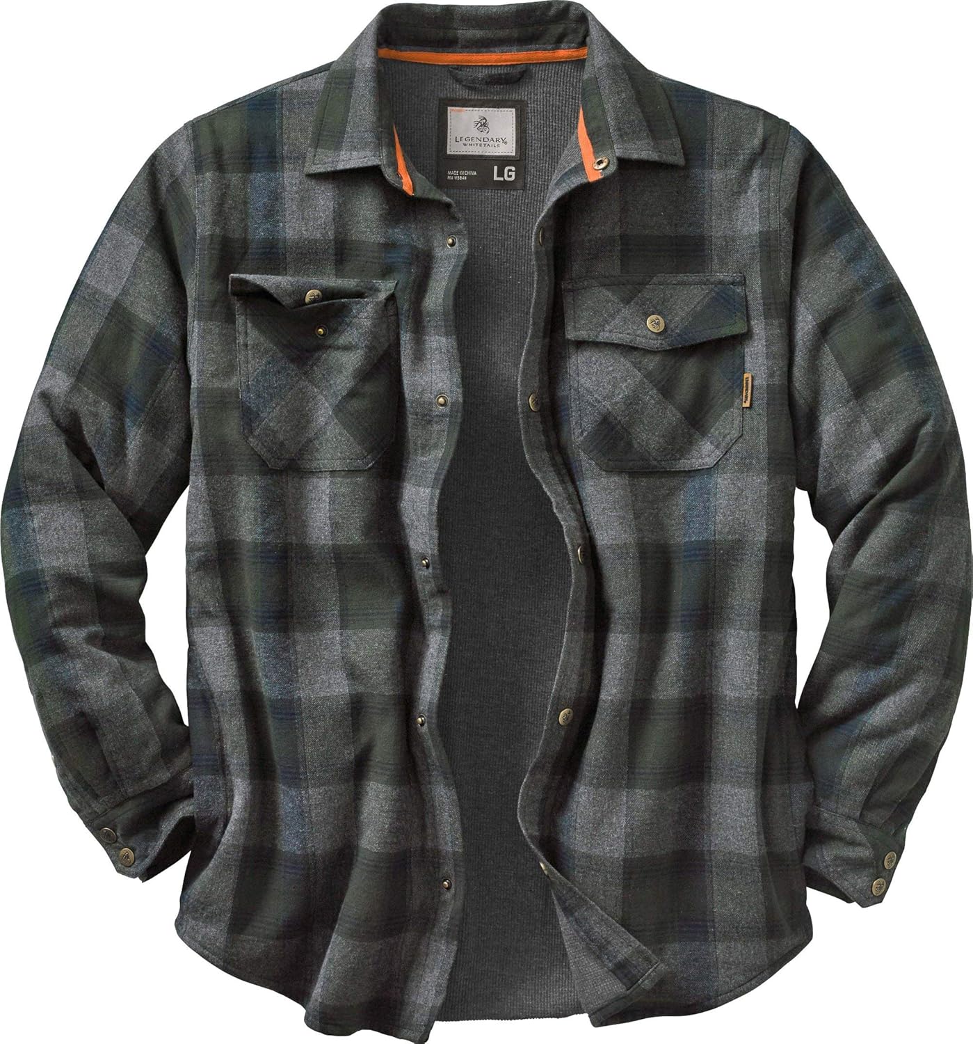 Legendary Whitetails Men's Archer Thermal Lined Flannel Shirt Jacket: Clothing