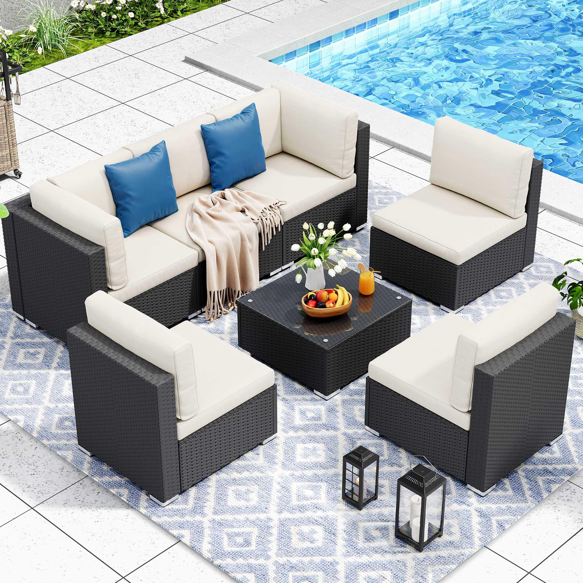 Photo 1 of ************INCOMPLETE ITEM, THIS IS ONLY BOX #3 OUT OF 3*************
YITAHOME 7 Pieces Patio Furniture Set, Sectional Sofa PE Rattan Wicker Conversation Set Outside Couch with Table and Cushions for Porch Garden Backyard Balcony