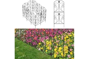 Skcoipsra Decorative Garden Fence 10 Pack, 37.5in(H) x 10ft(L) Animal Barrier Fence, Rustproof Metal Fencing for Yard, Dog Rabbits Wire Section Garden Edging Border for Yard Patio Garden, Arched