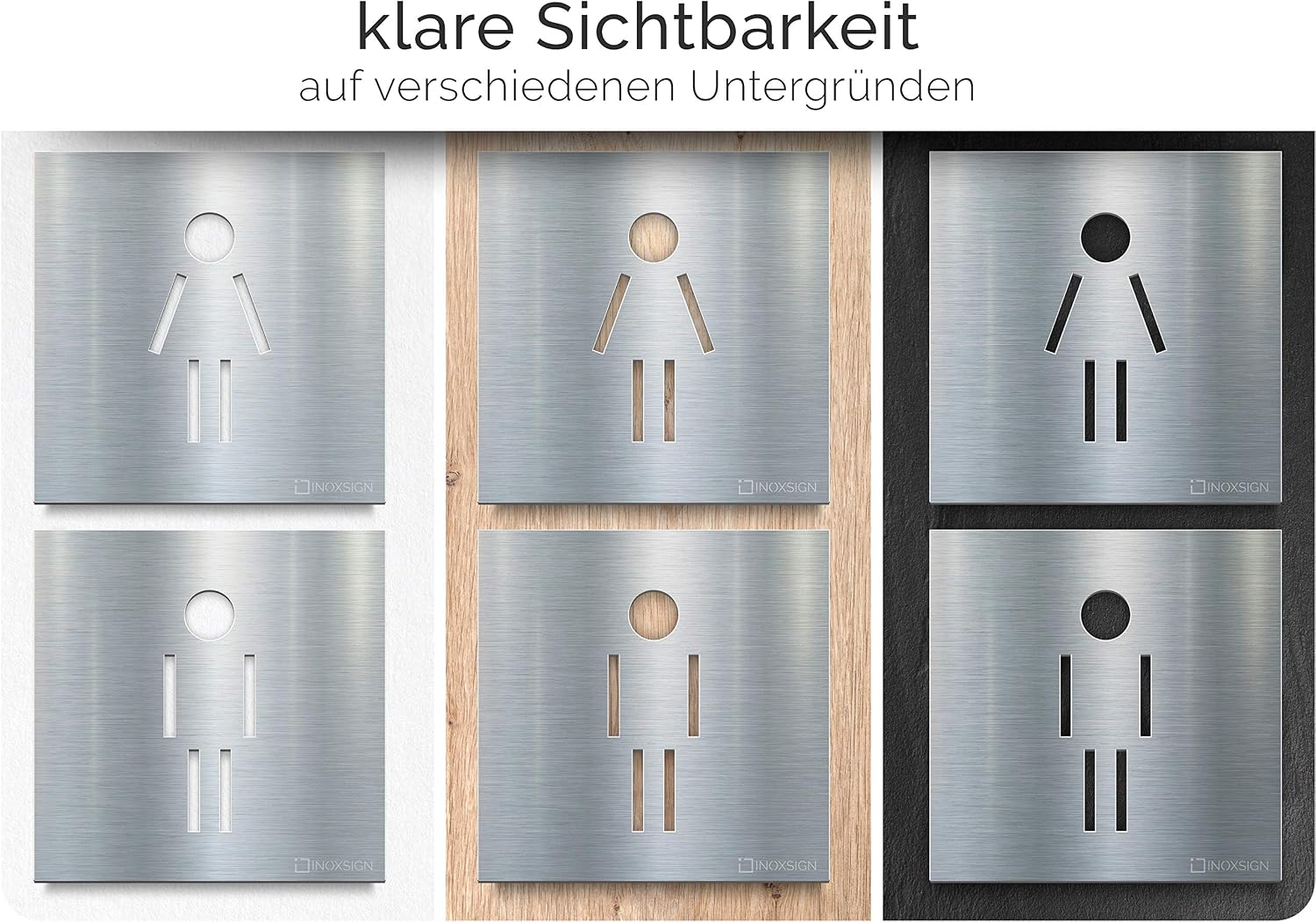 INOXSIGN Design Line 05 Toilet Signs Self-Adhesive Stainless Steel Toilet Signs Tool Installation Elegant and Elegant Made in Germany - Image 4