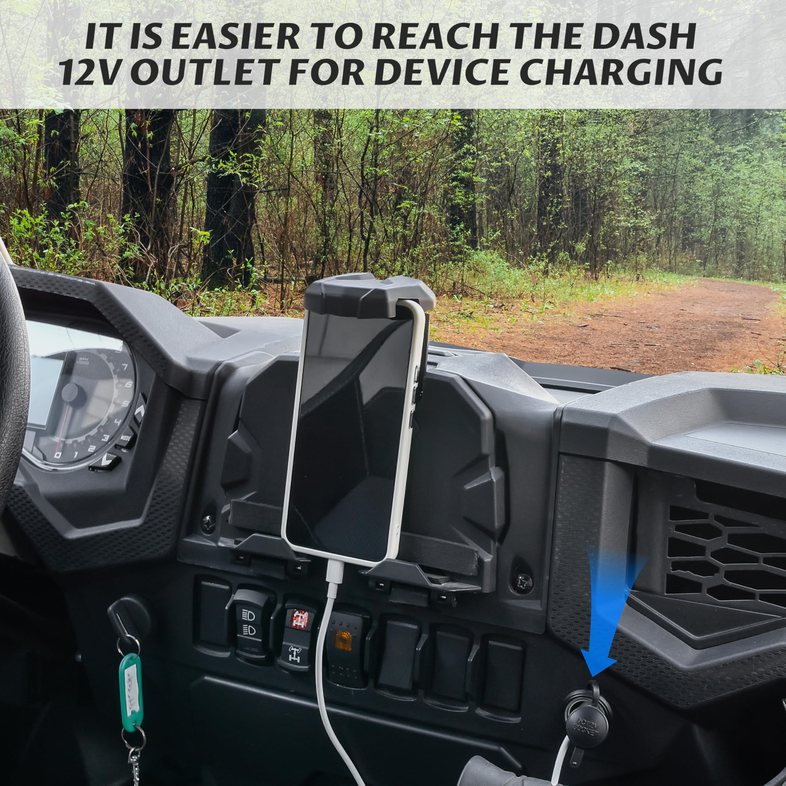 SAUTVS Tablet Mount for Polaris RZR XP 1000/Turbo/RZR Trail/900 2019-2023, Sporty Phone Mount Tablet Holder Electronic Device Holder with Storage Box Accessories