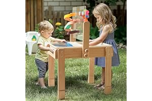 bopoobo Sand and Water Table for Toddlers, 4 in 1 Kids Wooden Sensory Activity Table with 2 Storage Bins, Painting Acrylic Board, Slide Track Toy & Windmill Suction Cups Toy, Beach Accessories