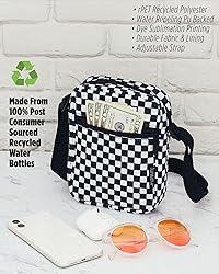 Fydelity Small Checkered Crossbody Bag | Black And
