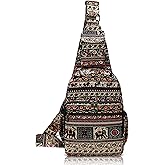 Coton Pose Women sling bag Elephant canvas large boho backpacks bohemian Crossbody bag (Red)