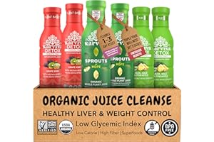 Karviva Organic Juice Cleanse for Sugar Detox & Weight Control - Ancient Remedies for Healthy Digestion & Gentle Detox with Sprouts - Prebiotic Fiber, Electrolytes & Antioxidants (6 BPA-Free Bottles, 12 fl oz Each)