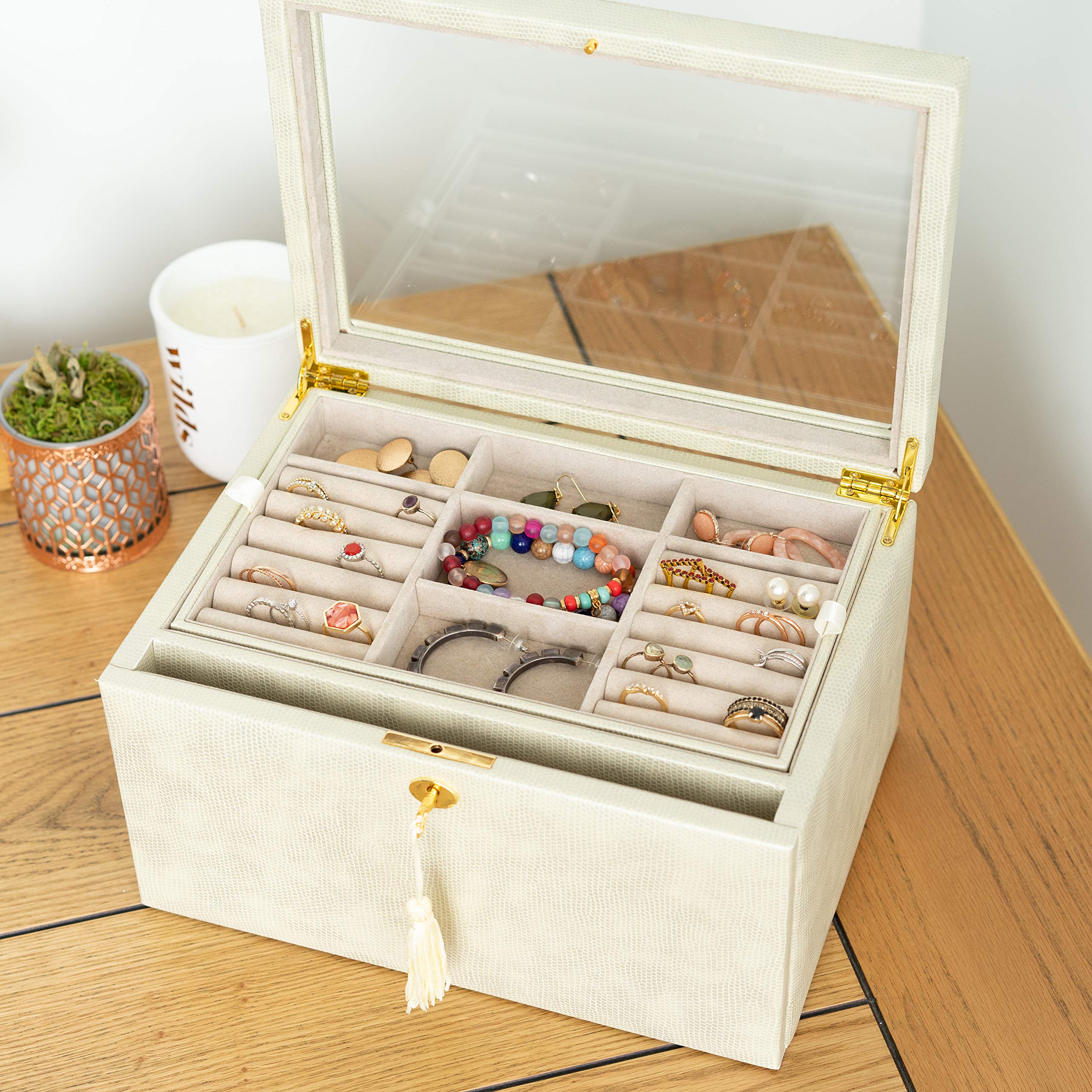 Hives and Honey Emily Luxe Jewelry Storage Chest, Pewter 並行輸入品 Hives and Honey Emily Luxe Jewelry Storage Chest, Blush 並行輸入品