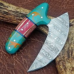 WAZIR CRAFTS Handmade Damascus Steel Ulu Knife