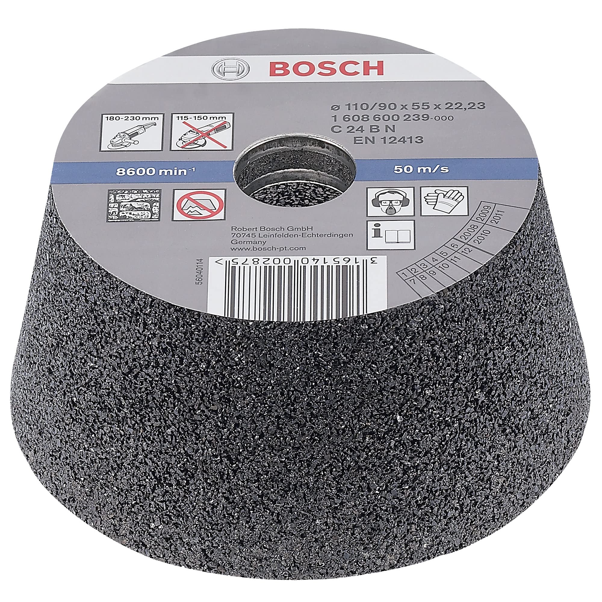 Bosch 1x PRO Conical Cup Longlife Wheel for Wet Grinder, Large Angle Grinder and Bore 22.23 mm (for Steel, Cast iron, Ø mm, Professional Accessory Large Angle Grinder)