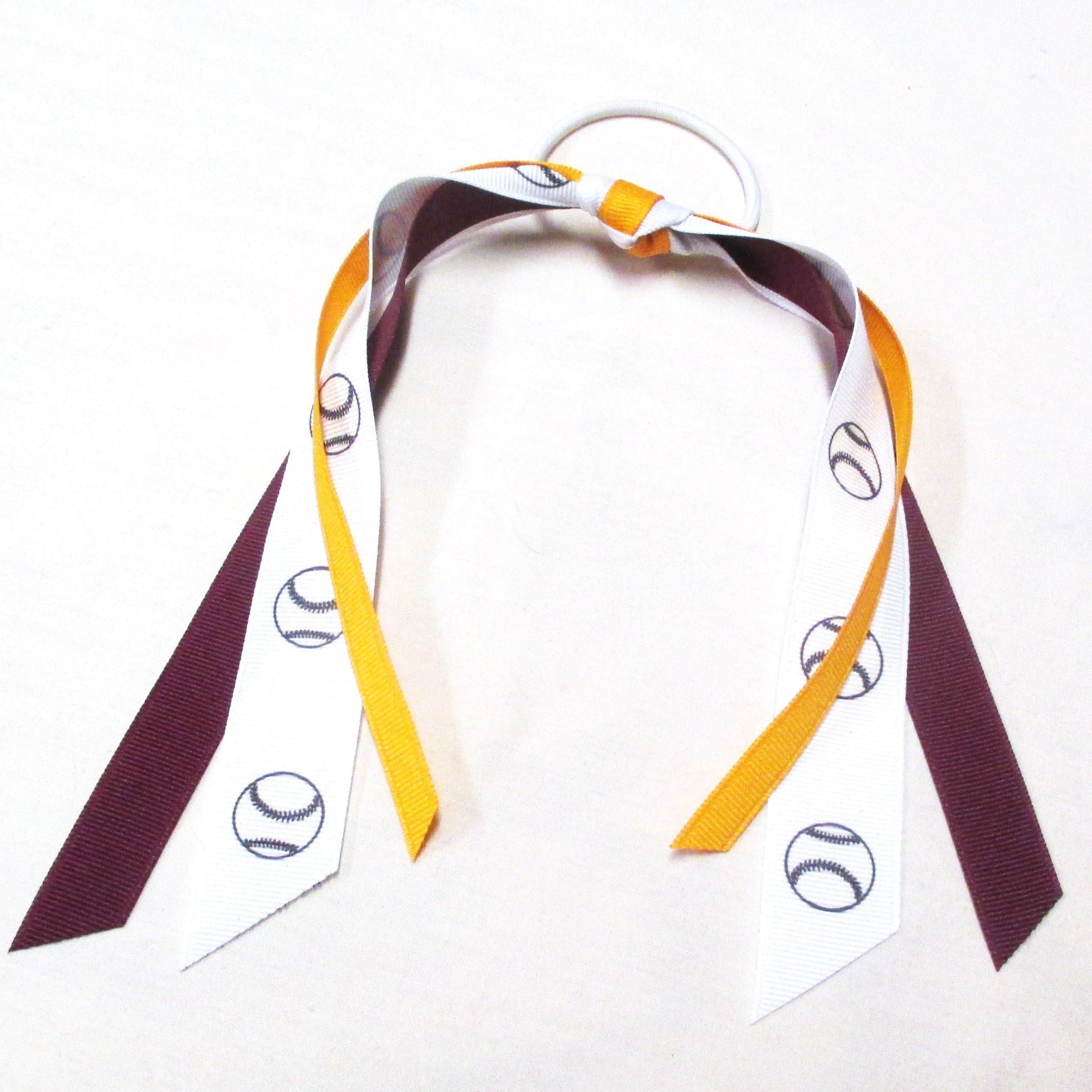 Sublimation Specialties Softball Baseball Hair Bow Ribbons - Made in the USA, Avail in Many Colors