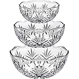 Godinger Bowl Set for Salad, Serving, Mixing, Dublin Crystal Collection - Set of 3