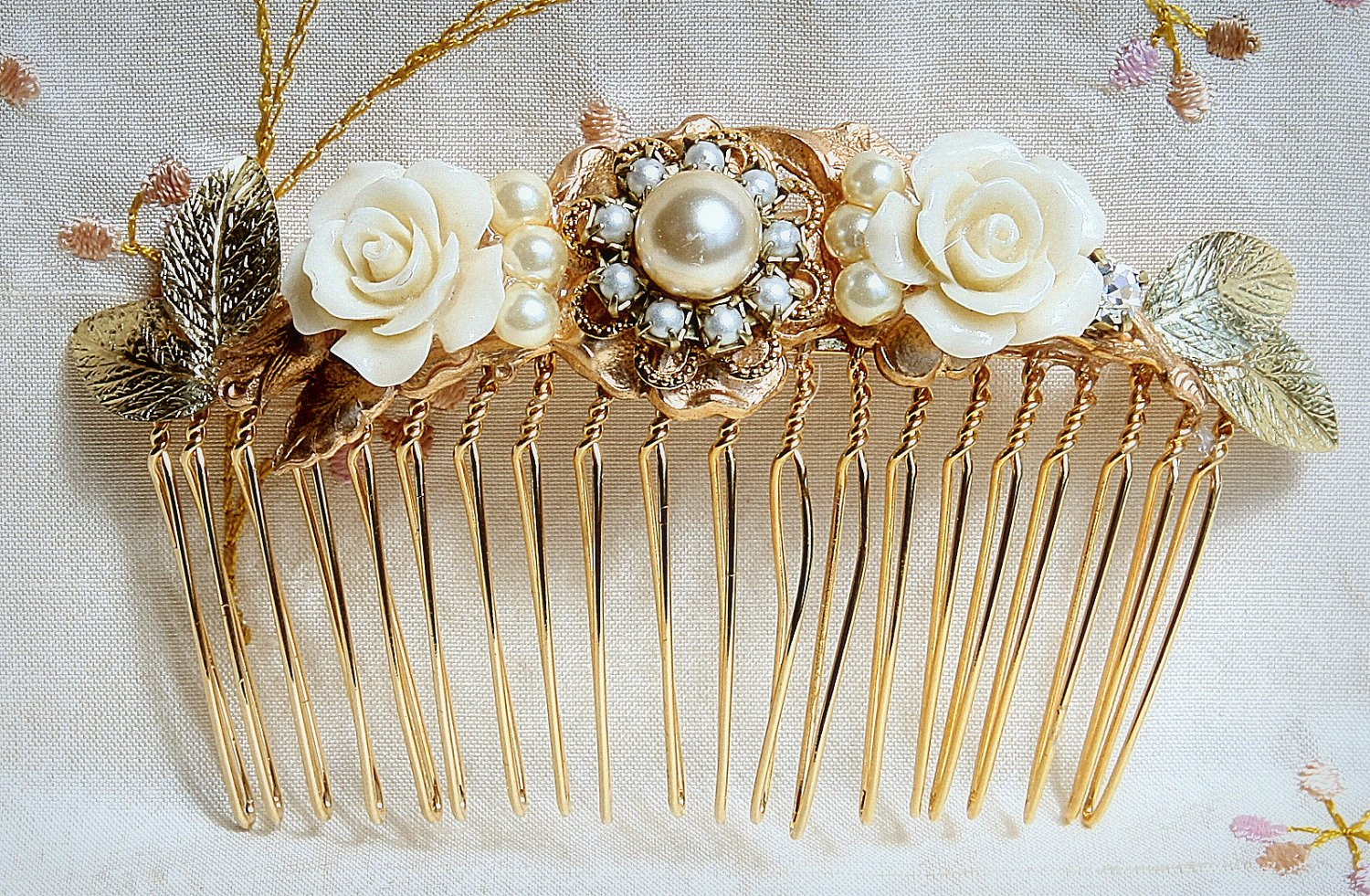 Bridal Hair Comb Wedding Hair Accessories Gold