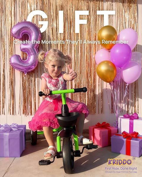 KRIDDO TRICYCLES AGE 24 MONTH TO 4 YEARS, TODDLER KIDS TRIKE FOR 2.5 TO 5 YEAR OLD, GIFT FOR 2-4 YEAR OLDS , GREEN
