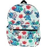 Lilo and Stitch 16 Inch Allover Print Backpack with Laptop Sleeve (White w/Side Pockets)