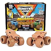 Monster Jam, Mystery Mudders 2-Pack Monster Trucks, Official 1:64 Die-Cast Vehicles, Wash to Reveal (Styles Will Vary), Kids 