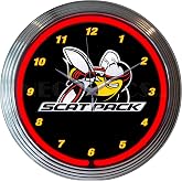 Neonetics Dodge Scat Pack Clock, 15 Inch Diameter with Red Neon &ndash; 8SCATB