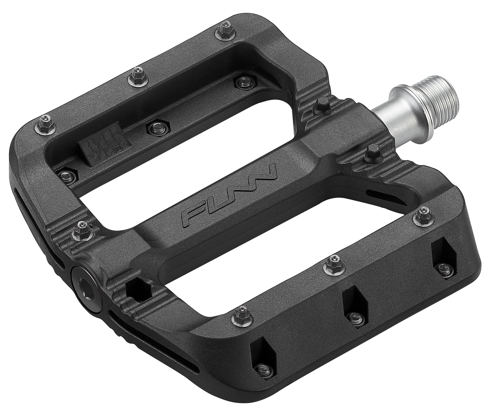 Funn Black Magic Plastic Flat Mountain Bike Pedal Set - Lightweight Wide Platform Bicycle Pedals for Stability, 9/16-inch CrMo Axle Bike Pedals for MTB/BMX/Urban/Gravel Riding (Black Pins) — image 1