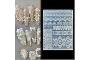BHCCXZ 3D Lace Nail Art Molds Design, Silicone Nails Tool Y2k Decoration