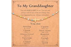IKIATY Christian Cross Bracelets for Women Girls, Birthday Christmas Easter Baptism Confirmation First Communion Valentines Day Graduation Gifts for Granddaughter Daughter