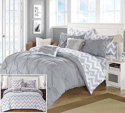 Amazon Com Chic Home 9 Piece Heathville Pinch Pleated Chevron