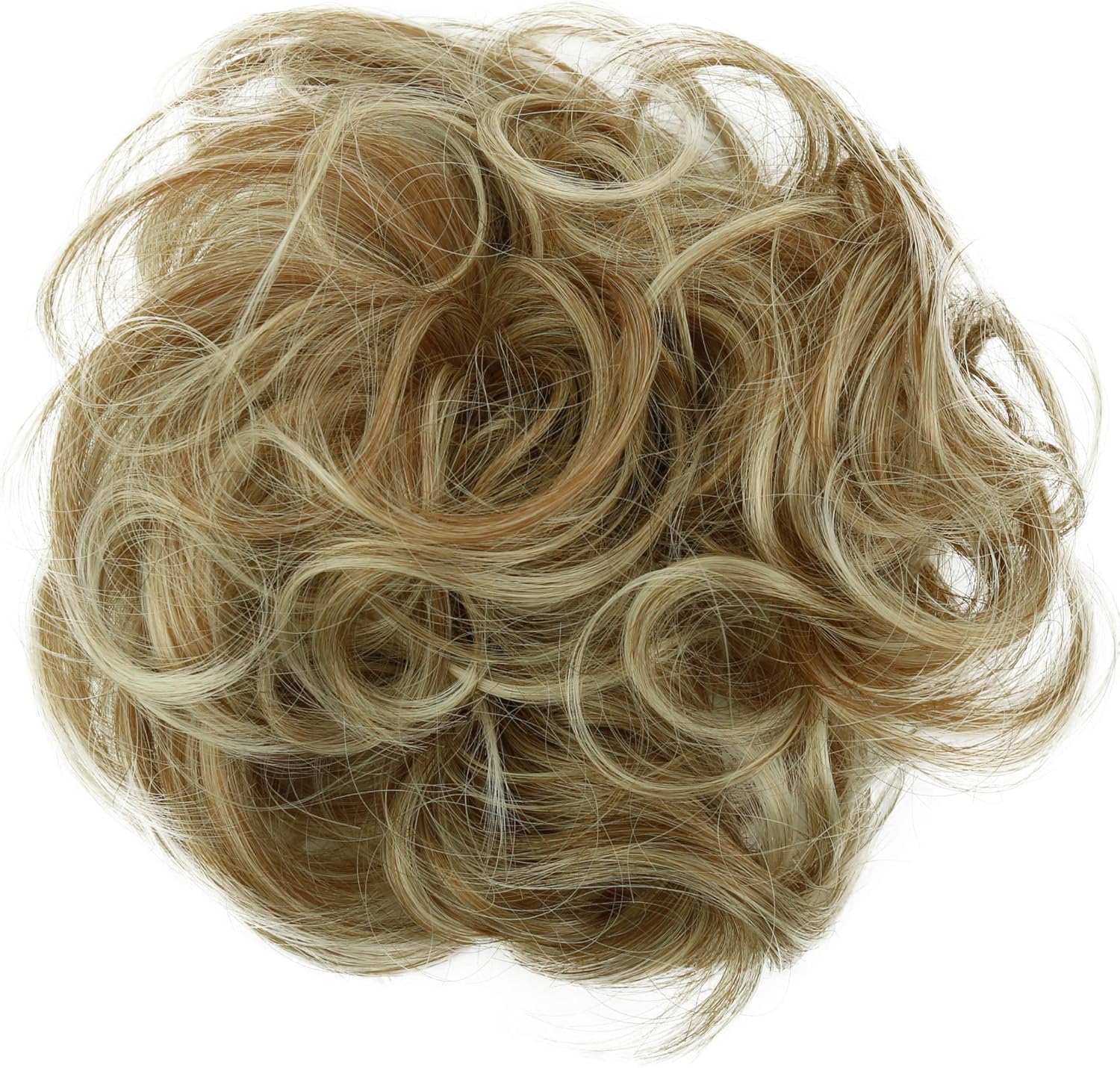 CAISHA Large Hairpiece Scrunchy Instant Updo Curly Messy Bun Blond Mix G7E, blond mix #27T613 G7E, 15 cm x 6 cm - Image 4