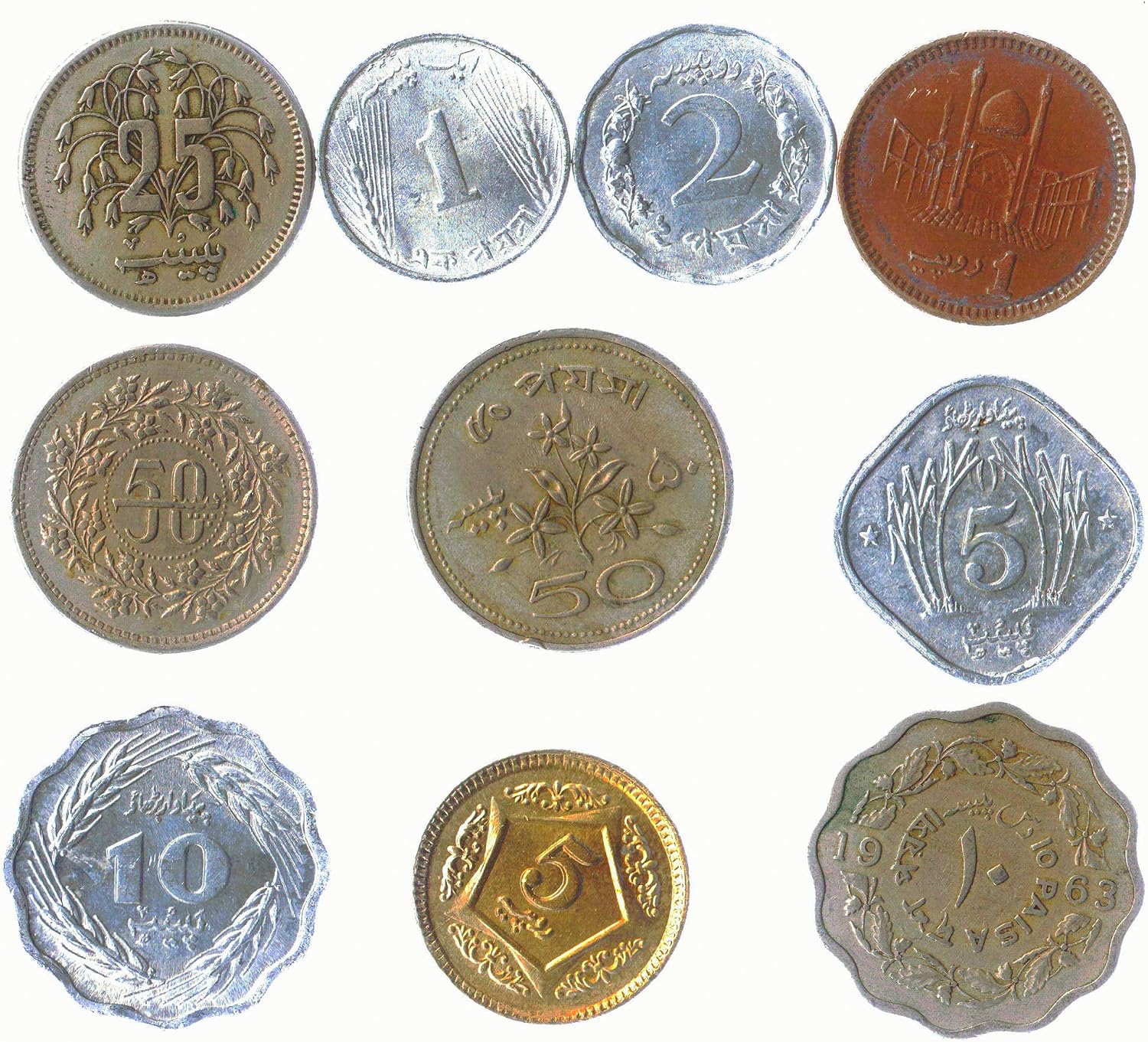 10 Old Coins From Islamic Republic Of Pakistan. Collectible Coins Pakistani Paisa - Image 5