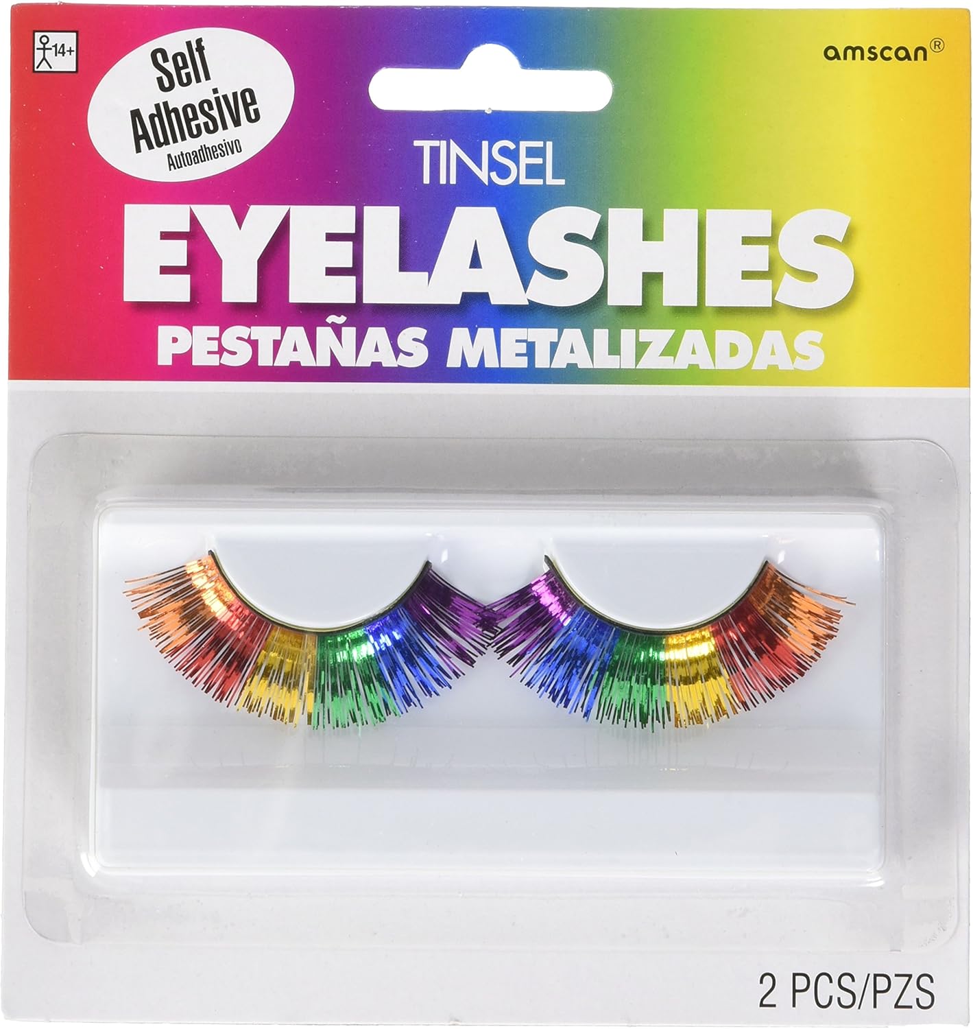 amscan Rainbow Tinsel Eyelashes, Party Accessory, 6 Ct.